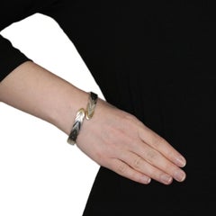 John Hardy Modern Chain Flex Cuff Bracelet Sterling and 18 Karat Yellow Gold
