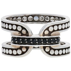 John Hardy Sterling Silver Black Sapphire Ring, 925 Dot Band