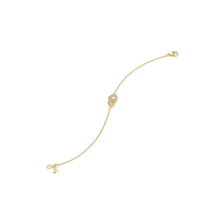 Taille ronde Judith Ripka, bracelet à maillons d'éternité en or massif 18 carats et diamants