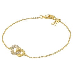 NEW / Judith Ripka / Eternity Link Bracelet in Solid 18K Gold & Diamond