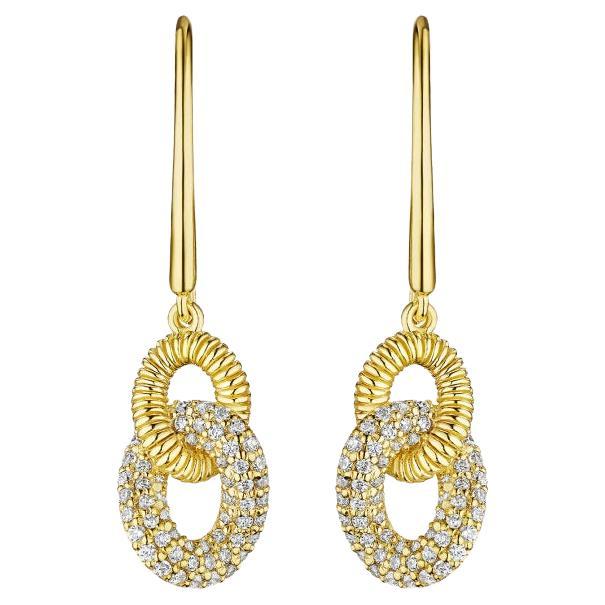 NEW / Judith Ripka / Eternity Link Earrings in Solid 18K Gold & Diamond