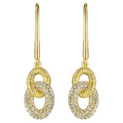 Judith Ripka / Boucles d'oreilles à maillons d'éternité en or massif 18 carats et diamants