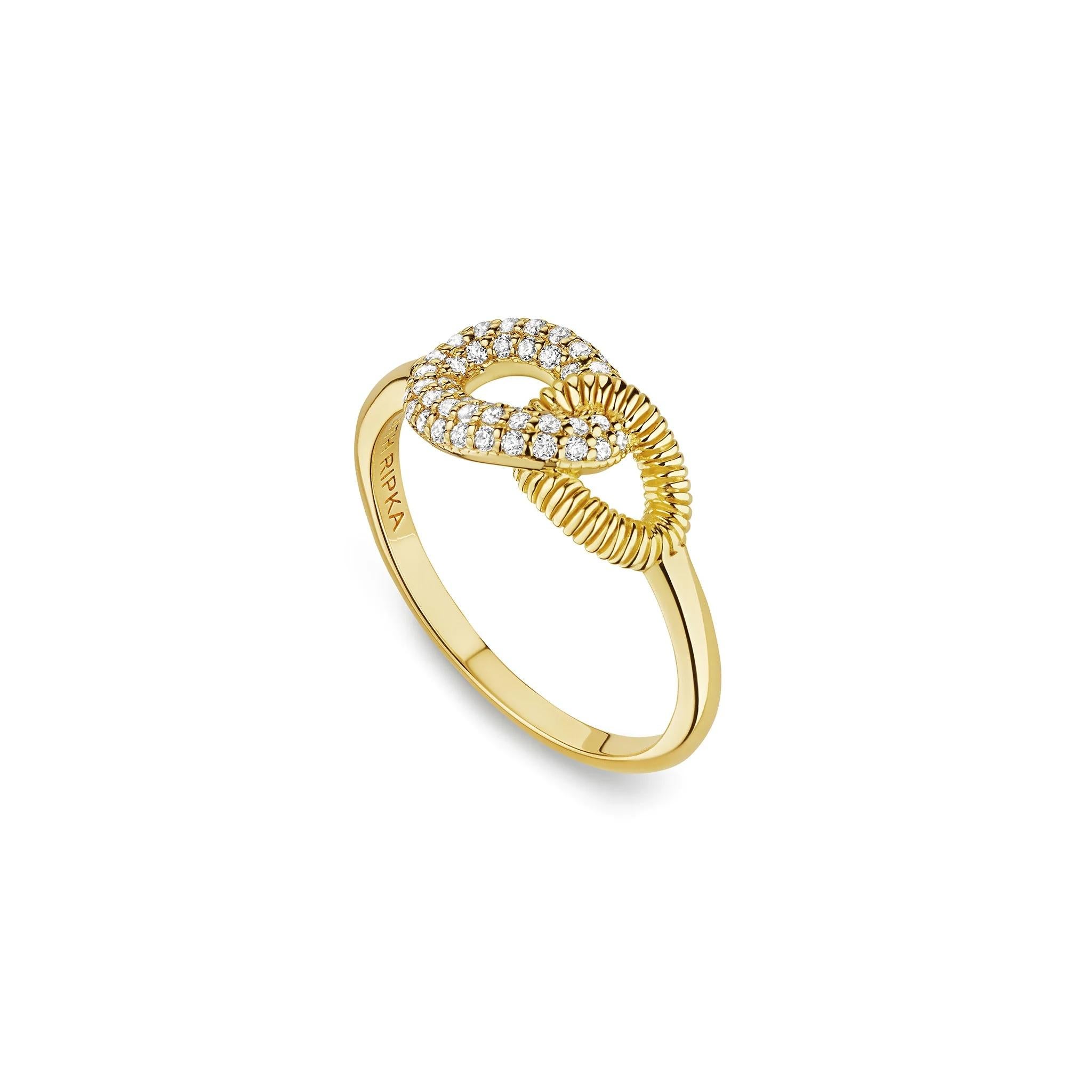NEW / Judith Ripka / Eternity Link Ring in Solid 18K Gold & Diamond For Sale 1