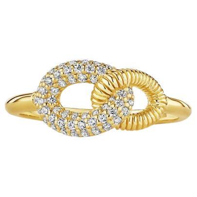NEW / Judith Ripka / Eternity Link Ring in Solid 18K Gold & Diamond