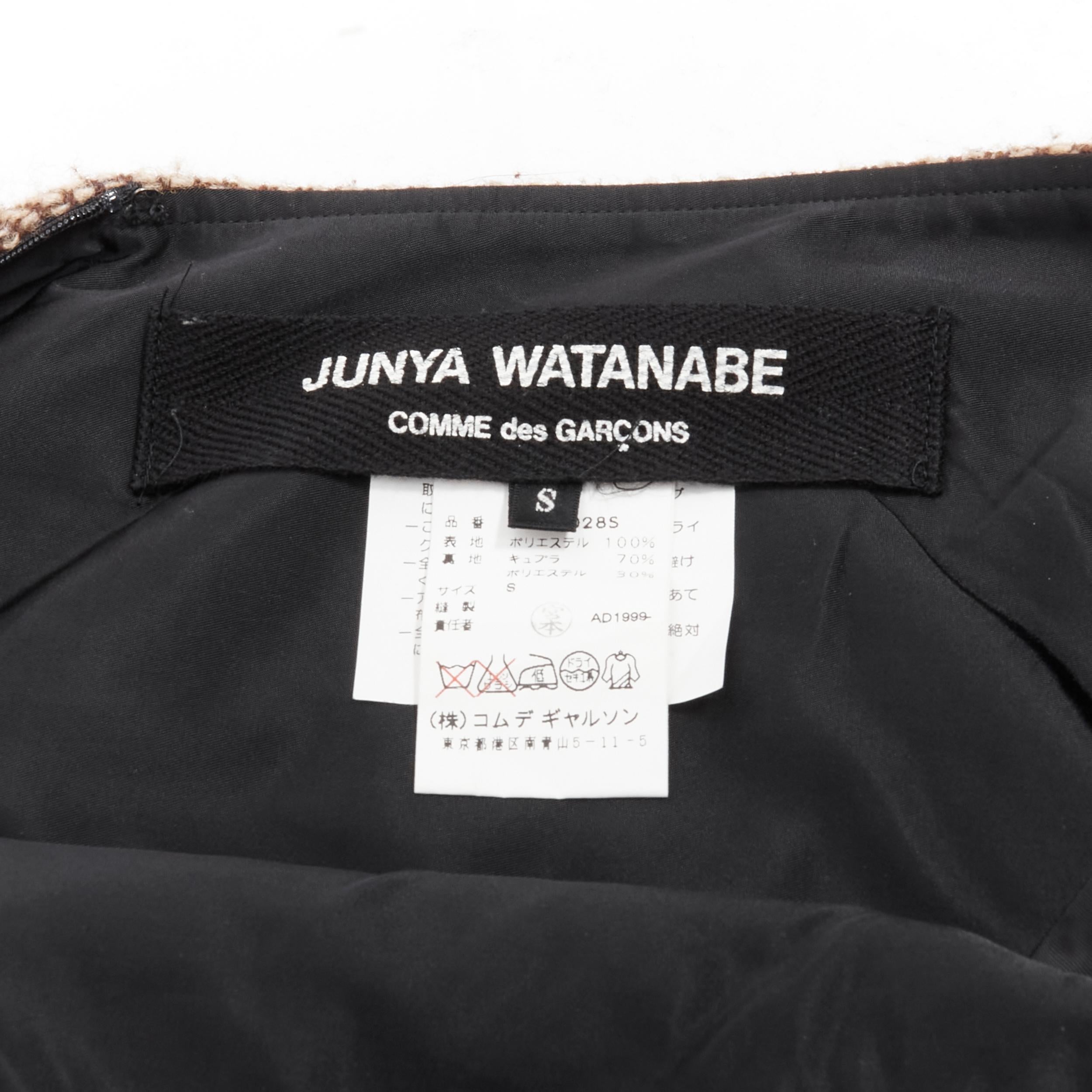 new JUNYA WATANABE 1999 brown herringbone tweed wrap bustle asymmetric skirt S 5