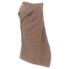 new JUNYA WATANABE 1999 brown herringbone tweed wrap bustle asymmetric skirt S