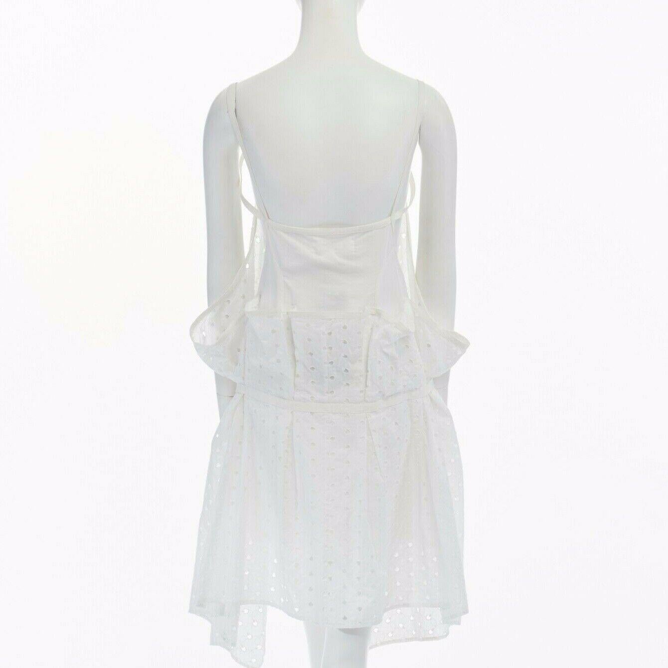 Gray new JUNYA WATANABE 2011 white embroidery anglais open draped front vest dress S