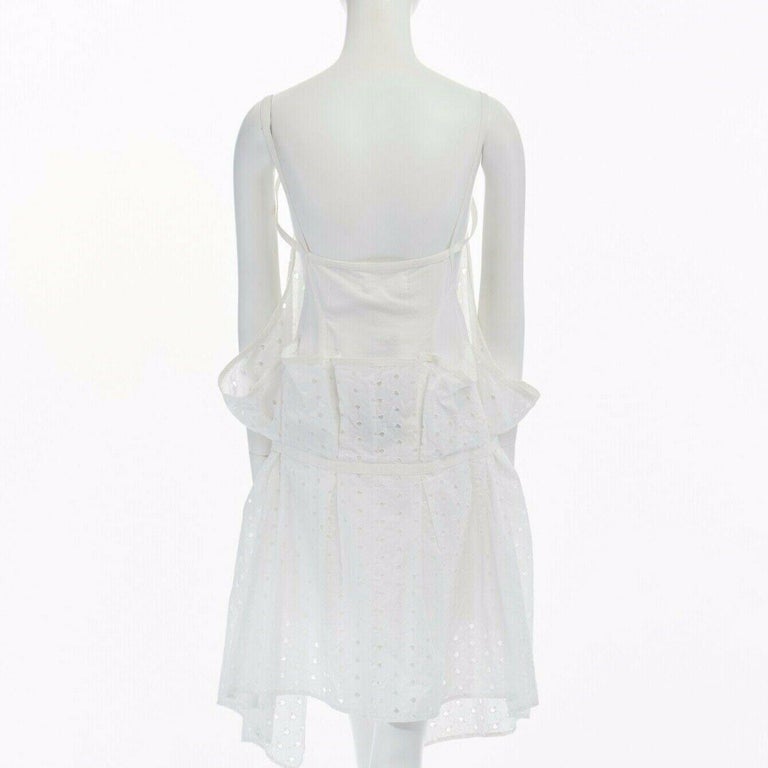 Gray new JUNYA WATANABE 2011 white embroidery anglais open draped front vest dress S