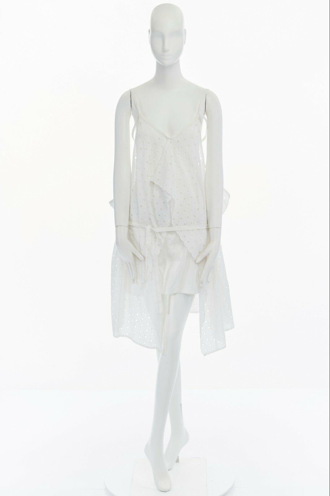 new JUNYA WATANABE 2011 white embroidery anglais open draped front vest dress S In Good Condition In Hong Kong, NT