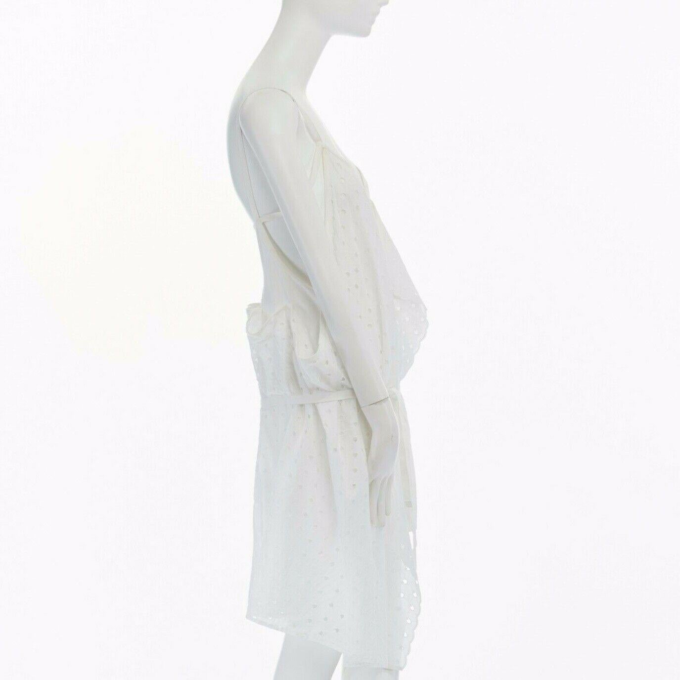 new JUNYA WATANABE 2011 white embroidery anglais open draped front vest dress S 1