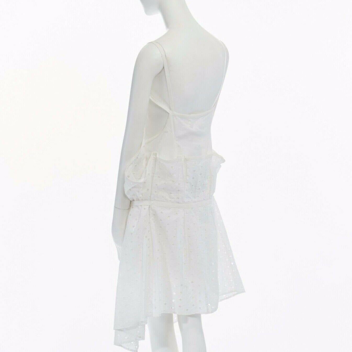 new JUNYA WATANABE 2011 white embroidery anglais open draped front vest dress S 2