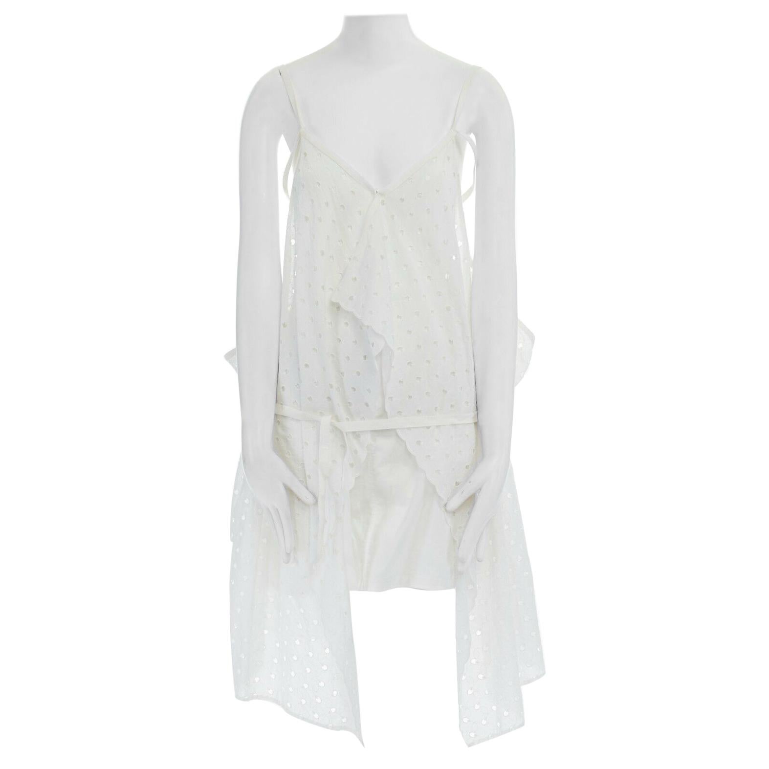 new JUNYA WATANABE 2011 white embroidery anglais open draped front vest dress S