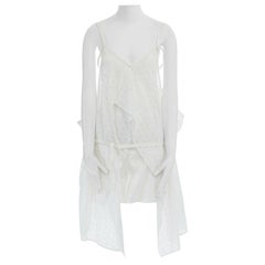 new JUNYA WATANABE 2011 white embroidery anglais open draped front vest dress S