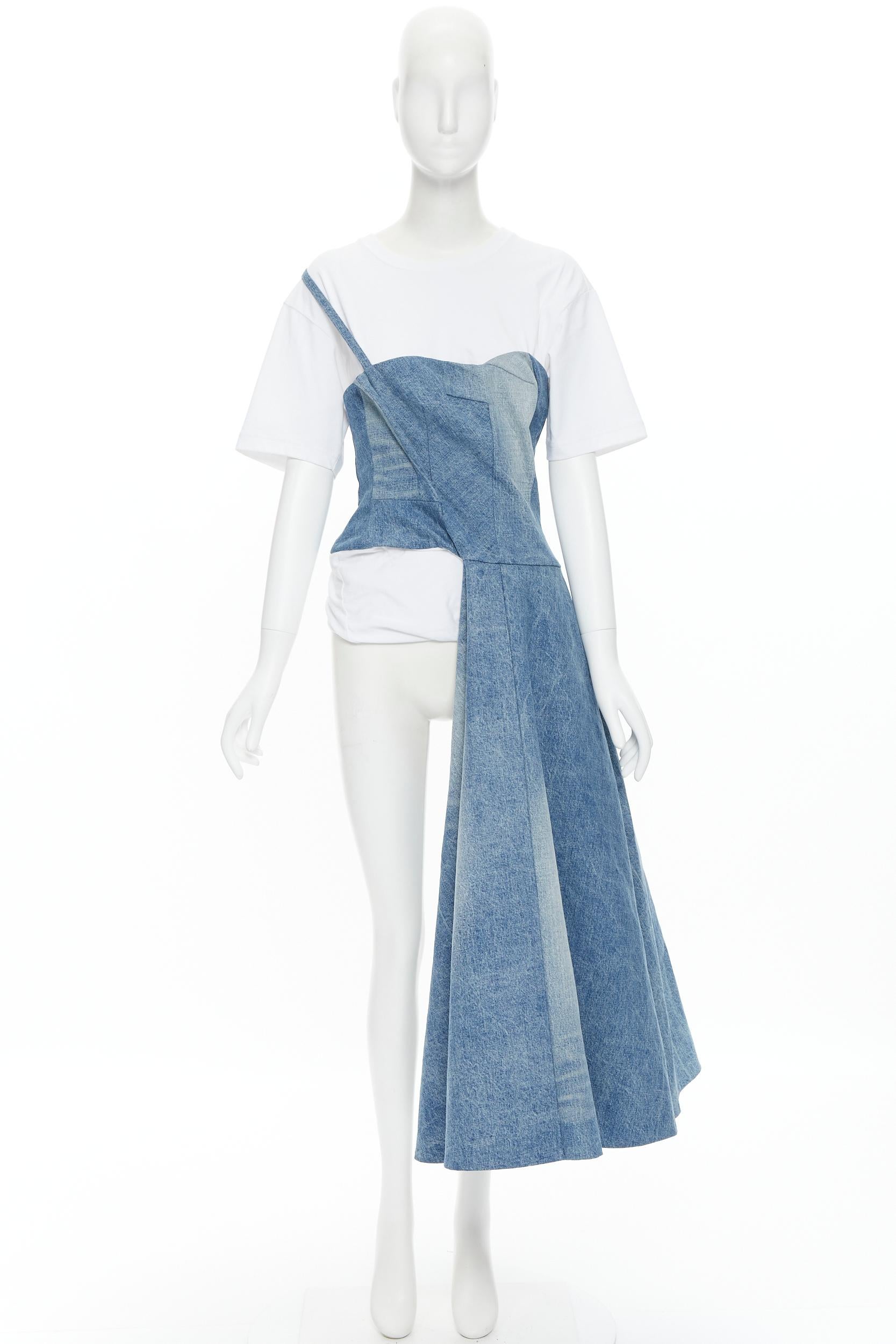 new JUNYA WATANABE 2019 Runway blue denim deconstructed dress layered top S 6