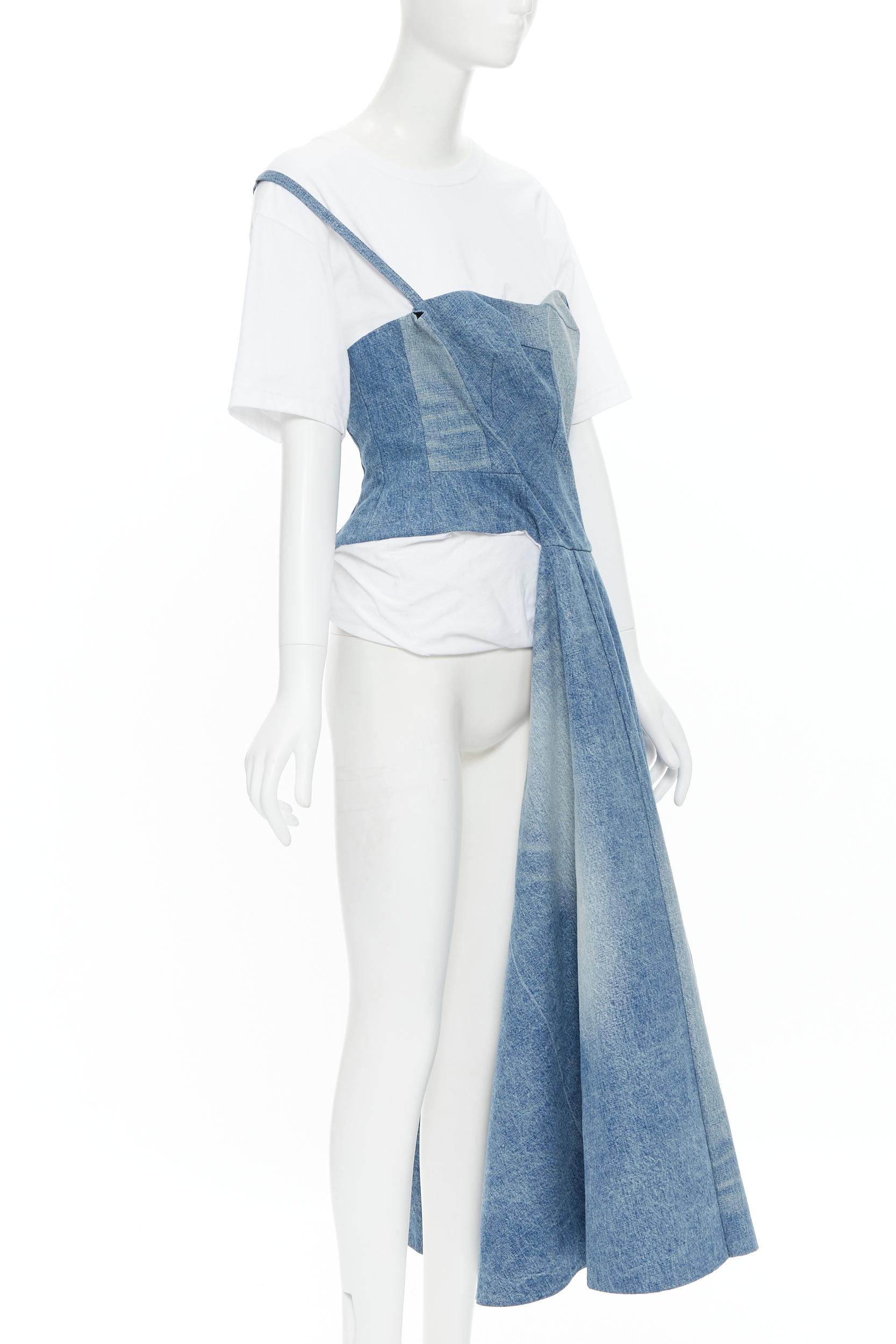 Blue new JUNYA WATANABE 2019 Runway blue denim deconstructed dress layered top S