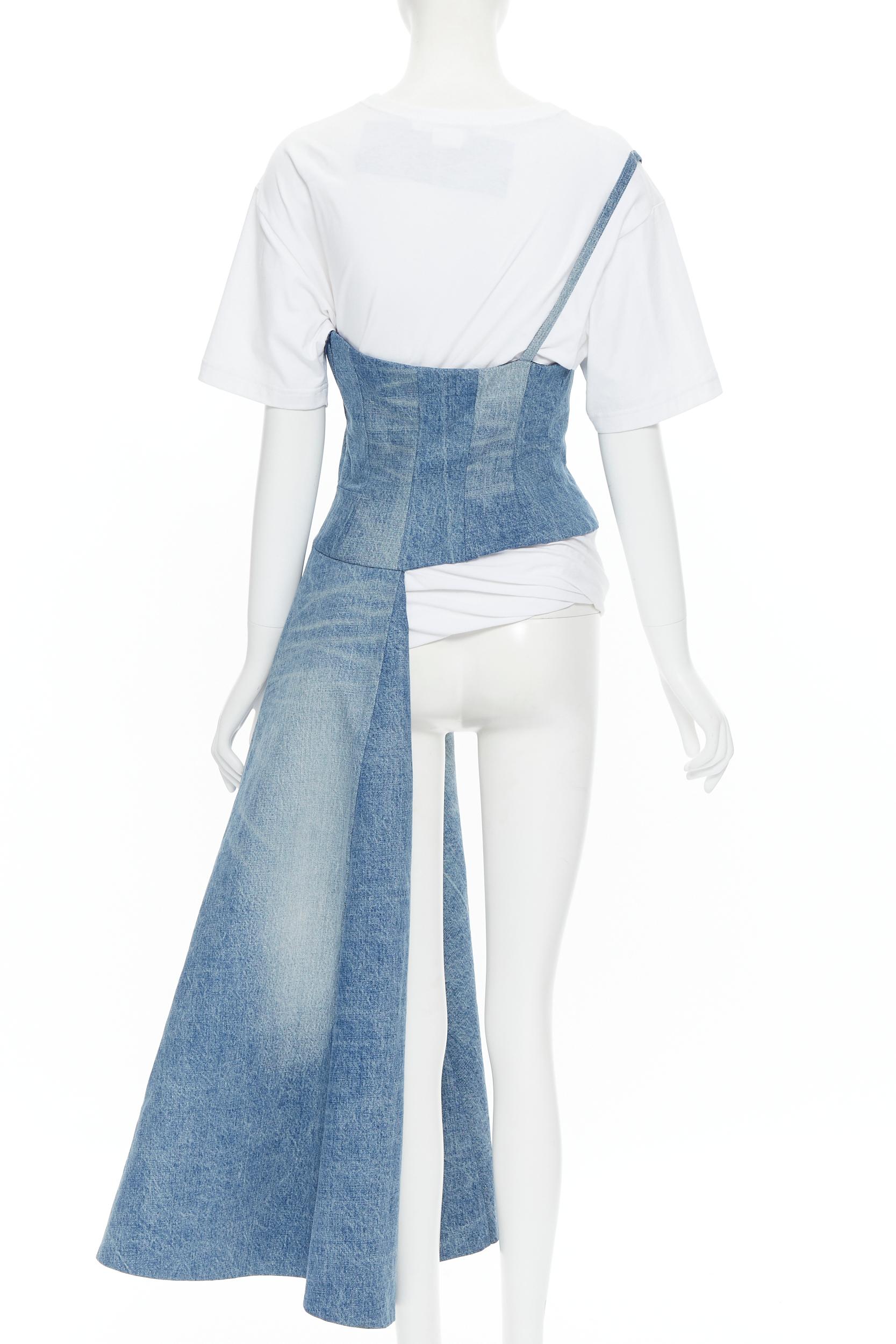 Women's new JUNYA WATANABE 2019 Runway blue denim deconstructed dress layered top S