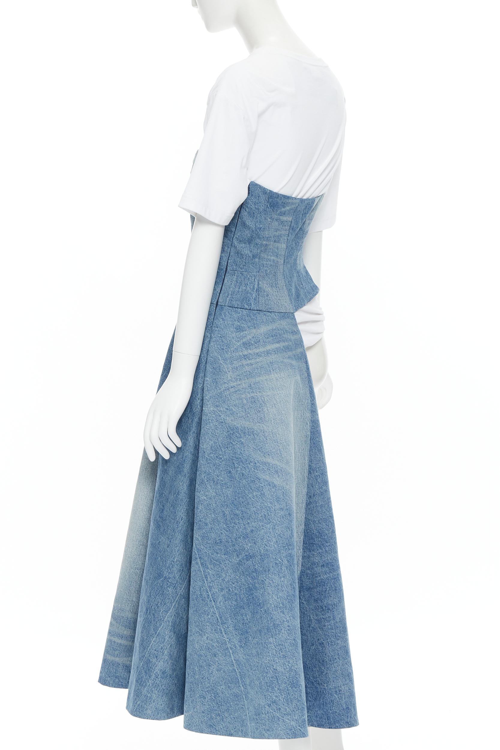 new JUNYA WATANABE 2019 Runway blue denim deconstructed dress layered top S 1