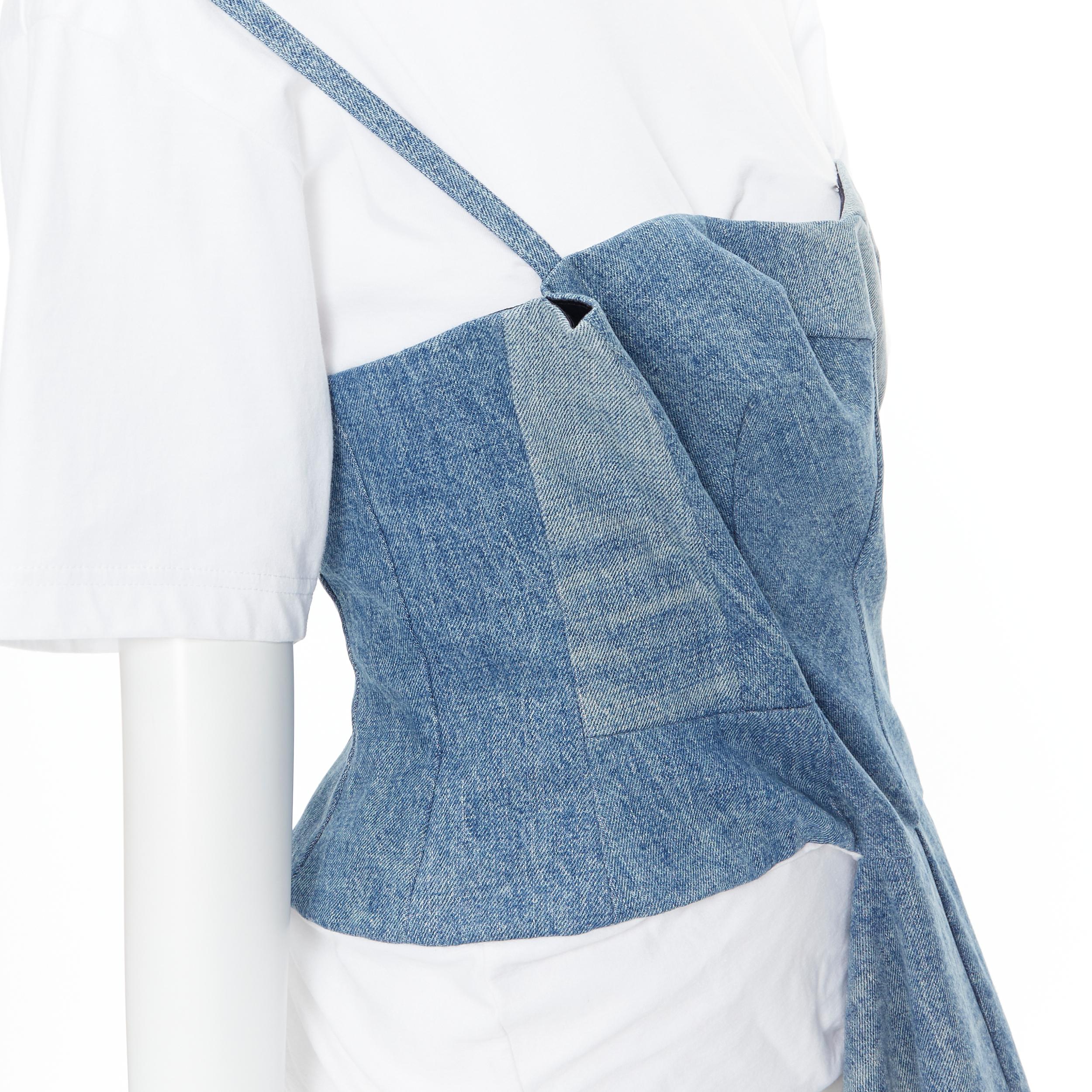 new JUNYA WATANABE 2019 Runway blue denim deconstructed dress layered top S 2