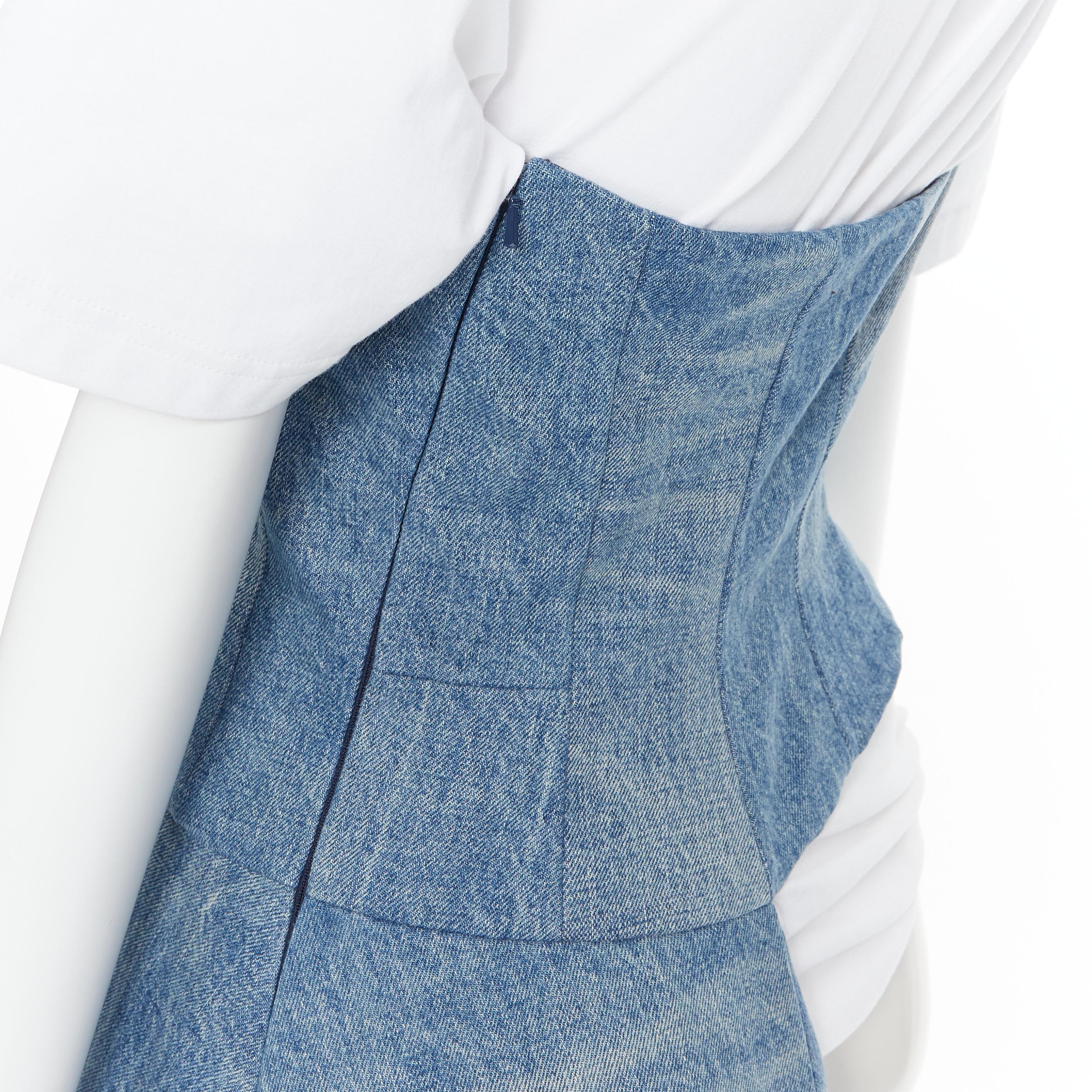 new JUNYA WATANABE 2019 Runway blue denim deconstructed dress layered top S 3
