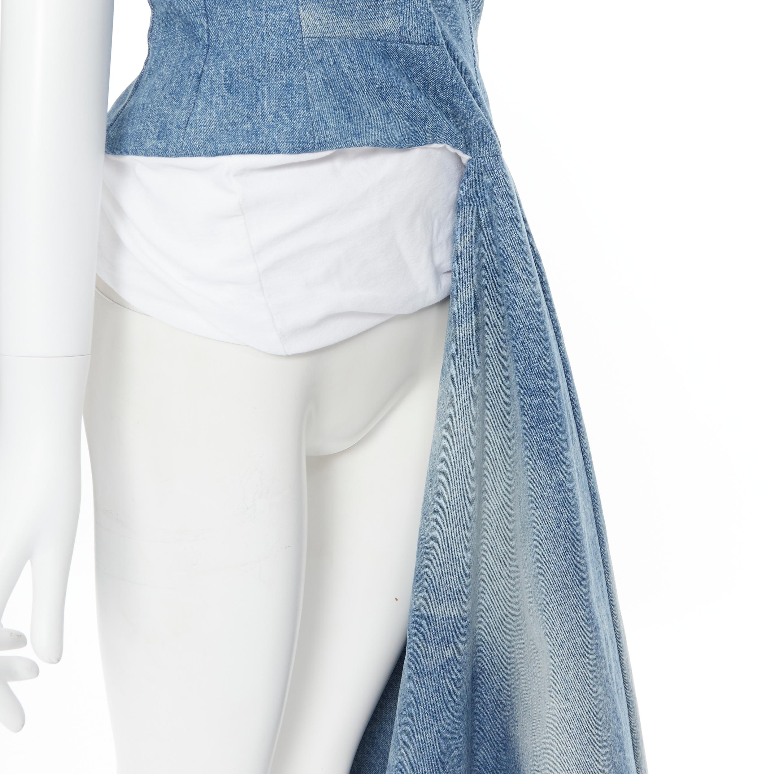 new JUNYA WATANABE 2019 Runway blue denim deconstructed dress layered top S 4