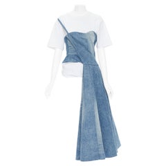 new JUNYA WATANABE 2019 Runway blue denim deconstructed dress layered top S