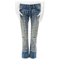 new JUNYA WATANABE punk silver studded low rise straight washed jeans pants XS