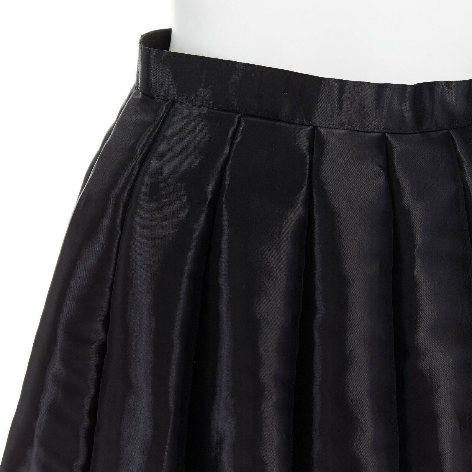 Black new JUNYA WATANABE Runway AW16 black structured satin pleated flared skirt S