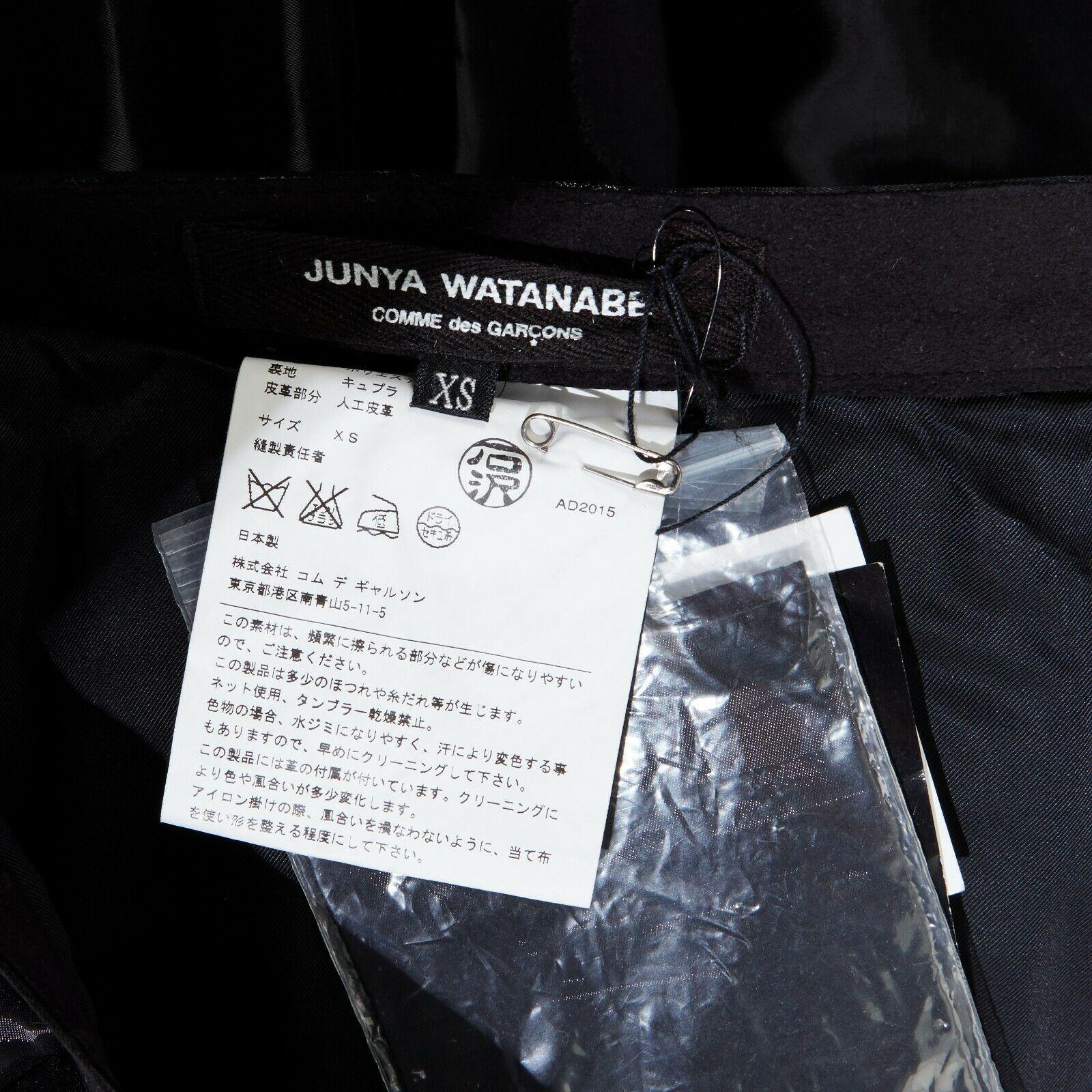 new JUNYA WATANABE Runway AW16 black structured satin pleated flared skirt XS 4
