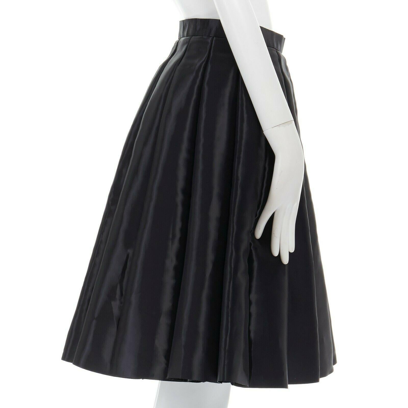 new JUNYA WATANABE Runway AW16 black structured satin pleated flared skirt XS 1