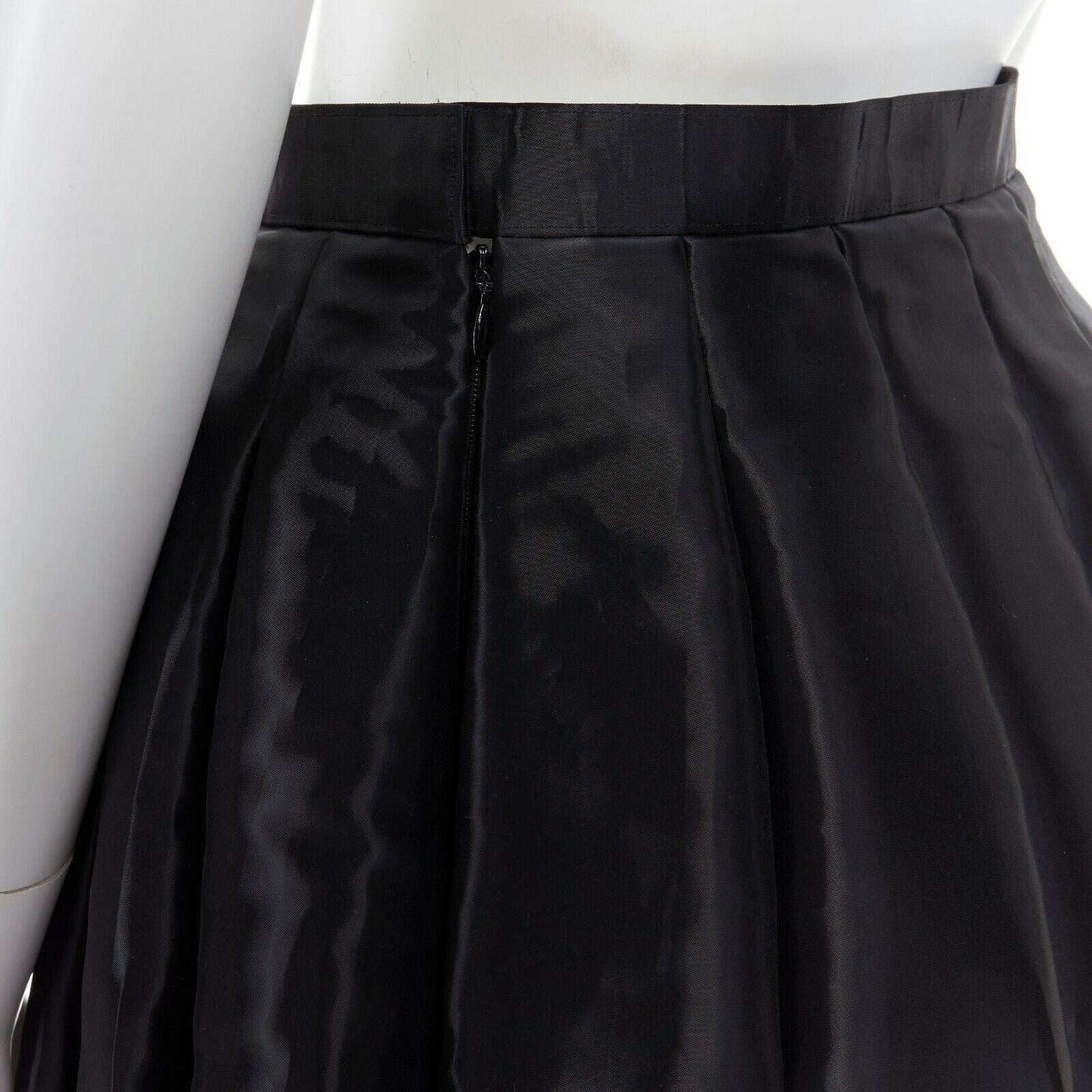 new JUNYA WATANABE Runway AW16 black structured satin pleated flared skirt XS 3