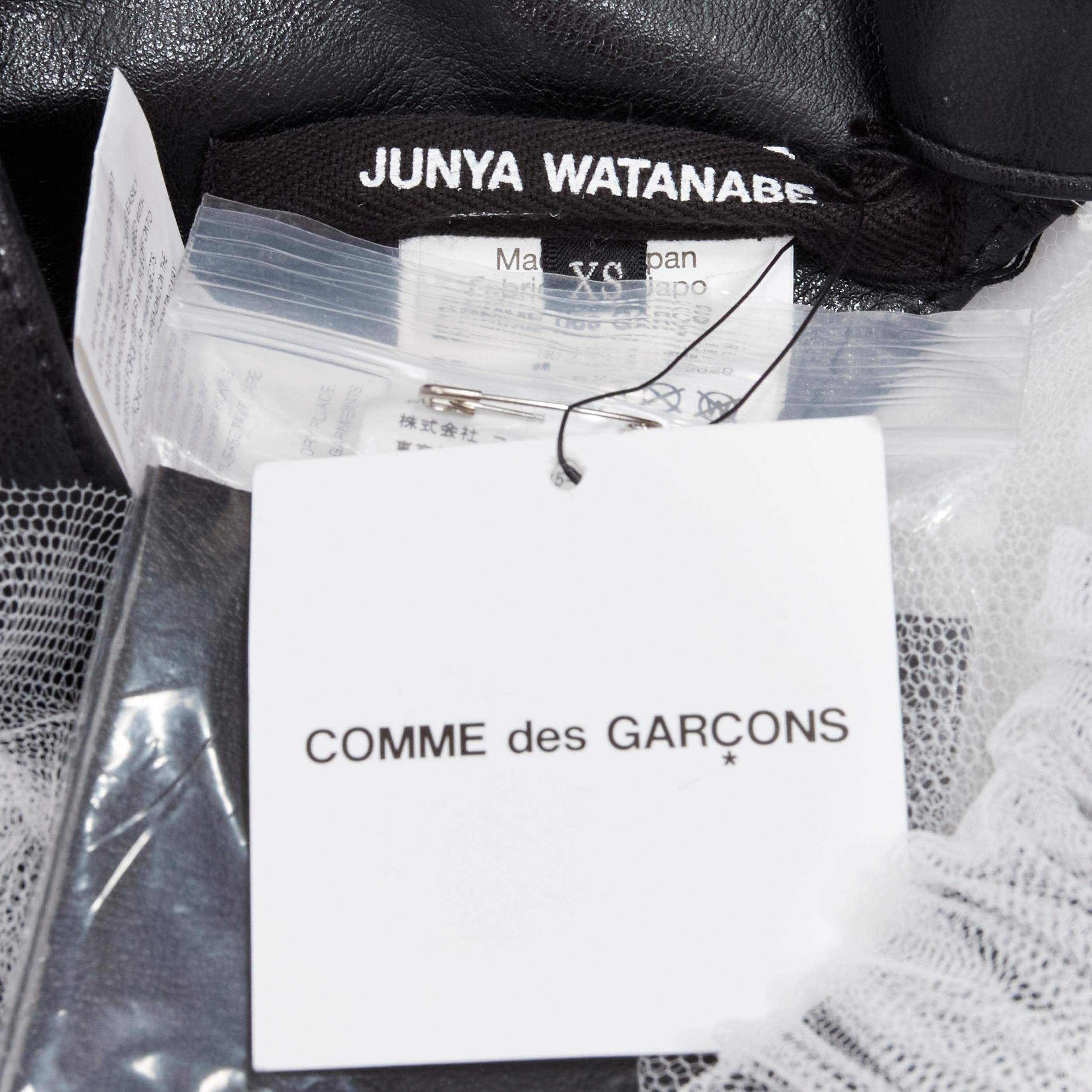 new JUNYA WATANABE Runway black leather white tulle biker harness skirt XS rare 3