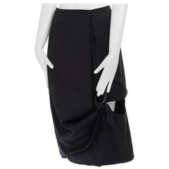 new JW ANDERSON SS15 black draped horn buckle cut out draped skirt UK6  S 27"