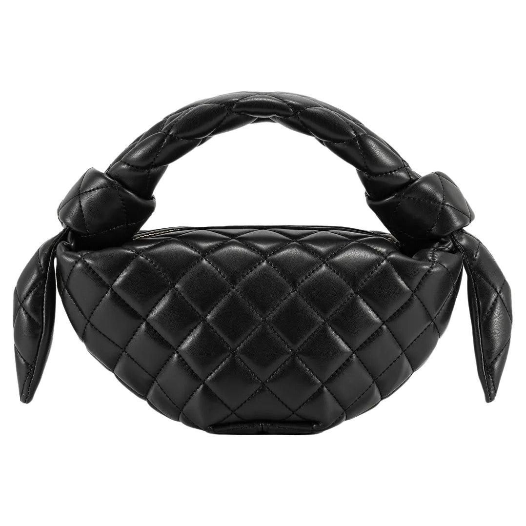New JW PEI Black Croissant Top Handle Quilted Vegan Leather Handbag