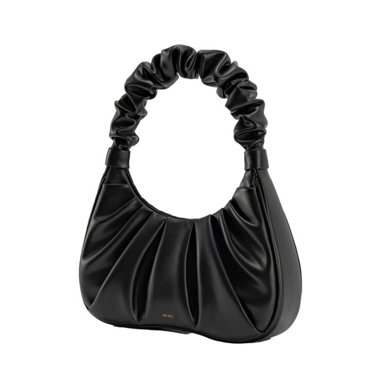 New JW PEI Black Gabbi Ruched Vegan Leather Hobo Handbag Shoulder Bag For Sale at 1stDibs