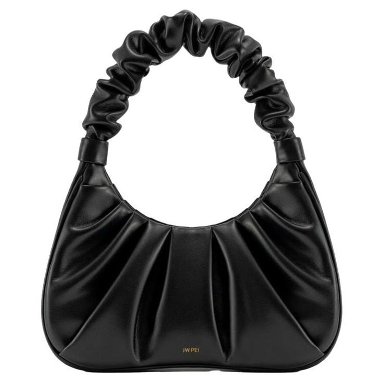 New JW PEI Black Gabbi Ruched Vegan Leather Hobo Handbag Shoulder Bag For Sale at 1stDibs