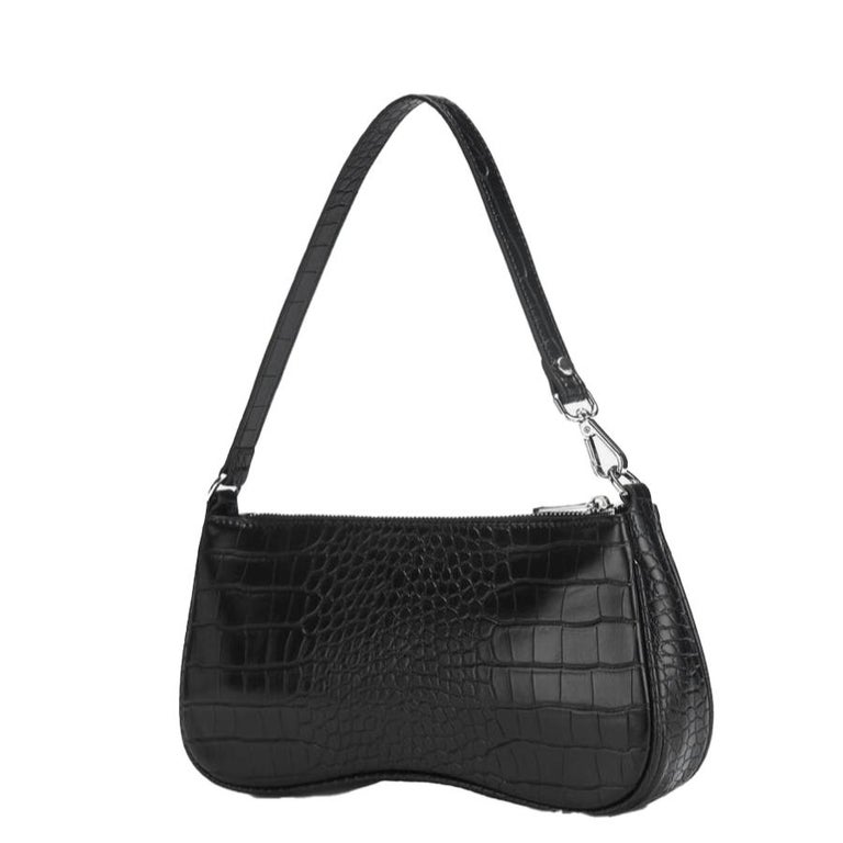 New JW PEI Black Women's Eva Crocodile Pattern Vegan Leather Shoulder Bag at 1stDibs
