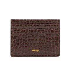 New JW PEI Brown The Card Holder Crocodile Pattern Vegan Leather Card Holder