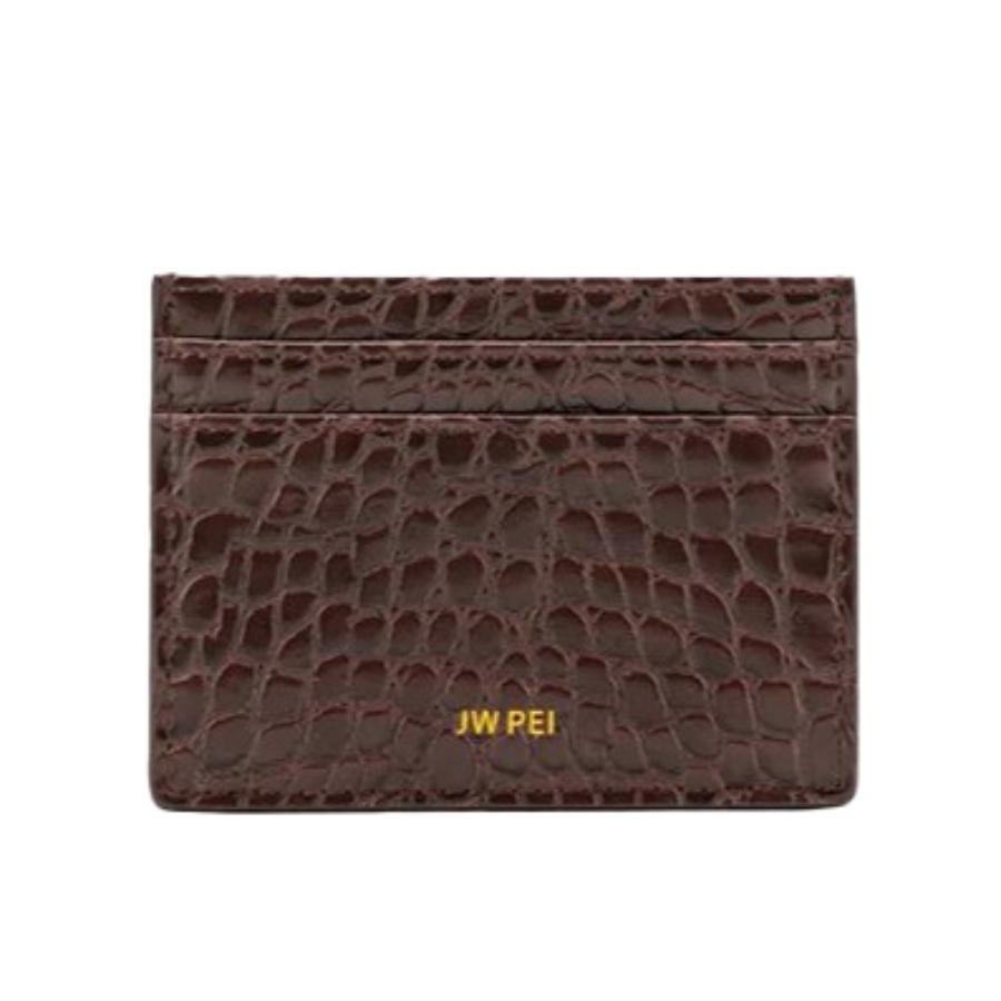 New JW PEI Brown The Card Holder Crocodile Pattern Vegan Leather Card Holder In New Condition For Sale In San Marcos, CA