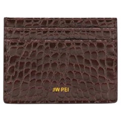 New JW PEI Brown The Card Holder Crocodile Pattern Vegan Leather Card Holder
