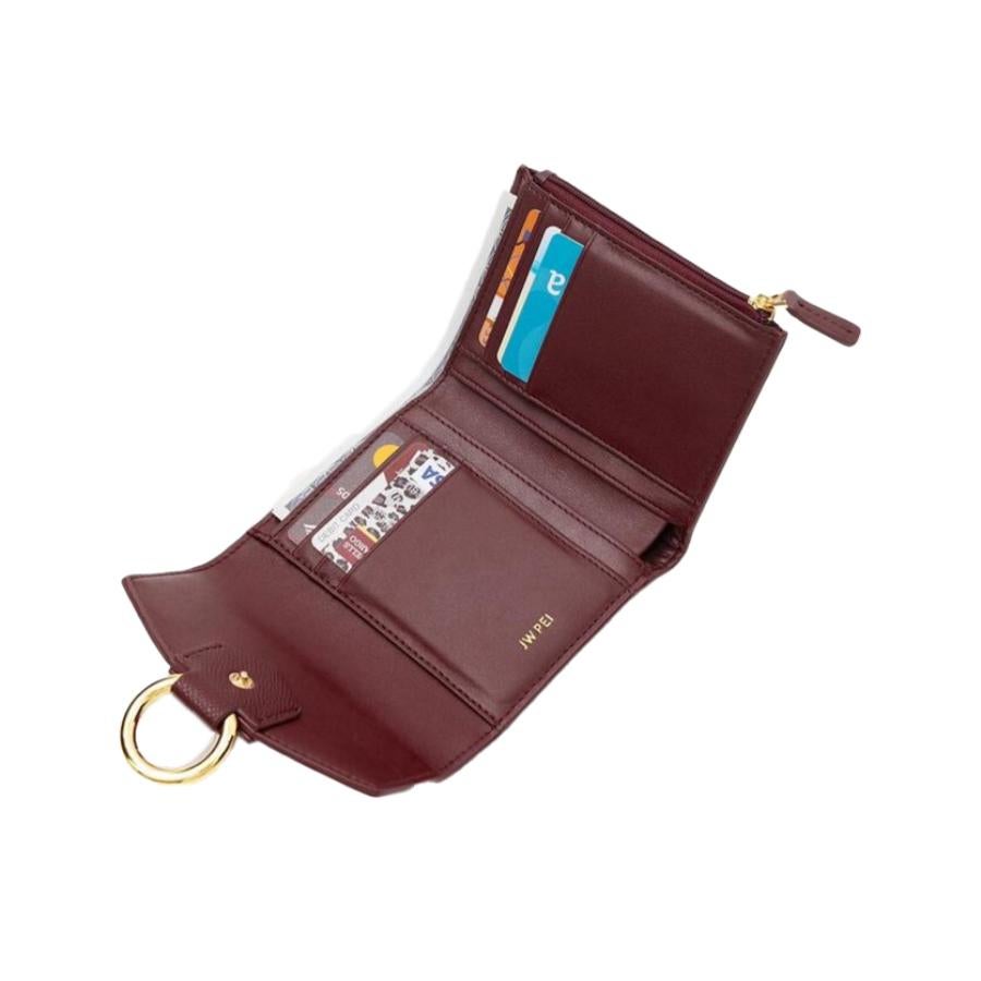 New JW PEI Burgundy Stella Grained Vegan Leather Trifold Wallet For Sale 1