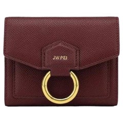 New JW PEI Burgundy Stella Grained Vegan Leather Trifold Wallet