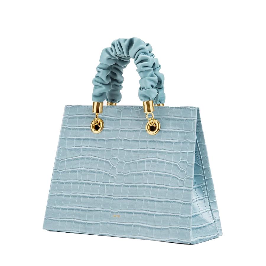 New JW PEI Ice Blue Ella Crocodile Pattern Vegan Leather Top Handle Handbag In New Condition For Sale In San Marcos, CA