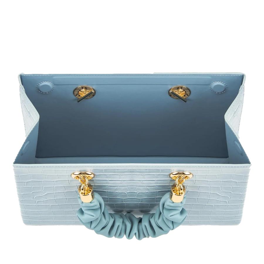 New JW PEI Ice Blue Ella Crocodile Pattern Vegan Leather Top Handle Handbag For Sale 1