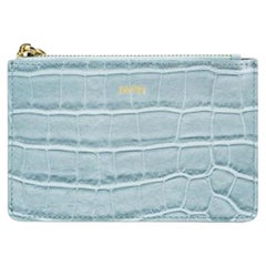 New JW PEI Ice Blue Quinn Zipped Crocodile Pattern Vegan Leather Card Holder Wal