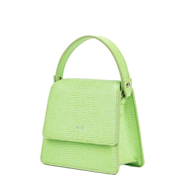 New JW PEI Lime Green Fae Mini Top Handle Lizard Pattern Vegan Leather