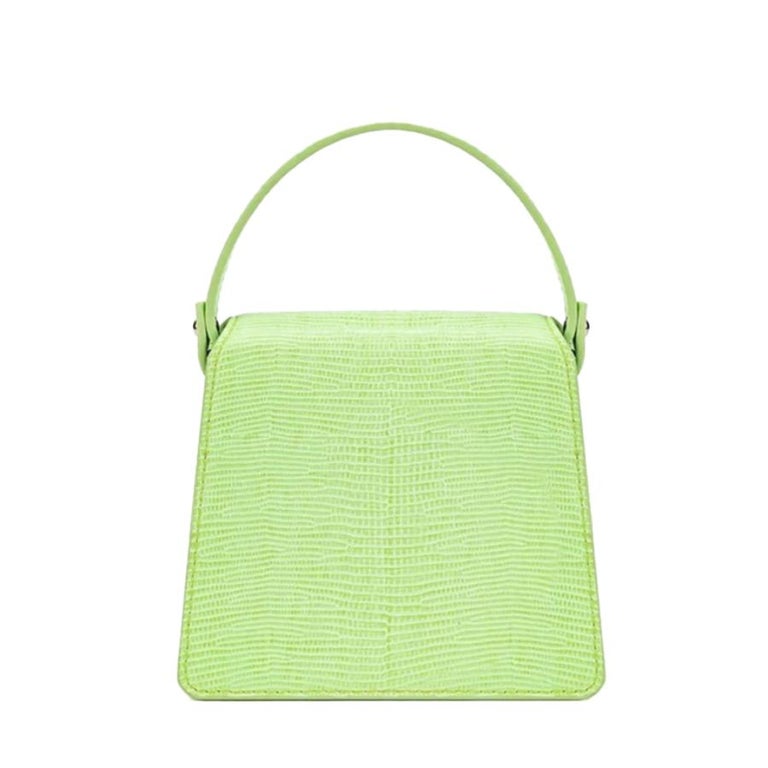 New JW PEI Lime Green Fae Mini Top Handle Lizard Pattern Vegan Leather