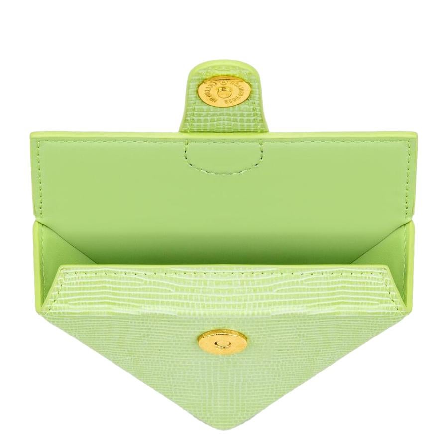 New JW PEI Lime Green Triangle Mini Box Lizard Pattern Leather Shoulder Bag In New Condition For Sale In San Marcos, CA