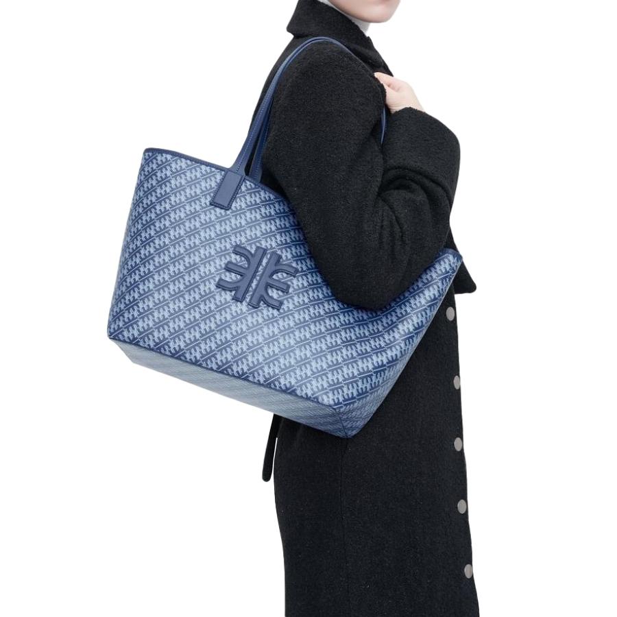 New JW PEI Navy Blue FEI Monogram Tote Shoulder Bag For Sale 2