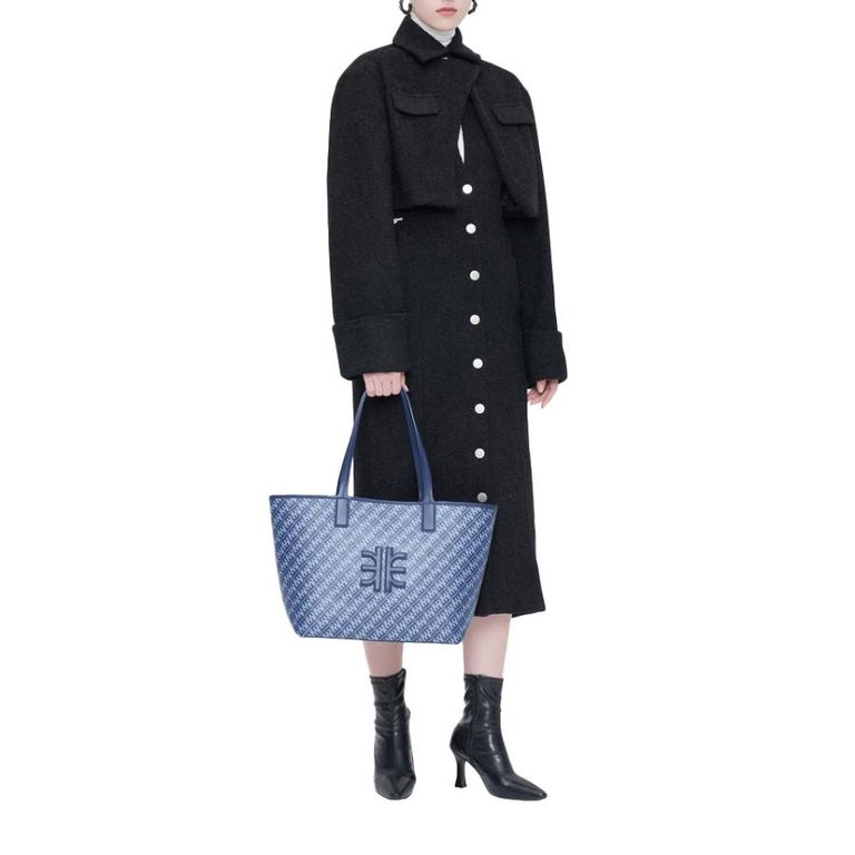 New JW PEI Navy Blue FEI Monogram Tote Shoulder Bag For Sale at 1stDibs