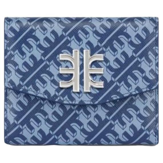 New JW PEI Navy Blue FEI Monogram Trifold Wallet For Sale